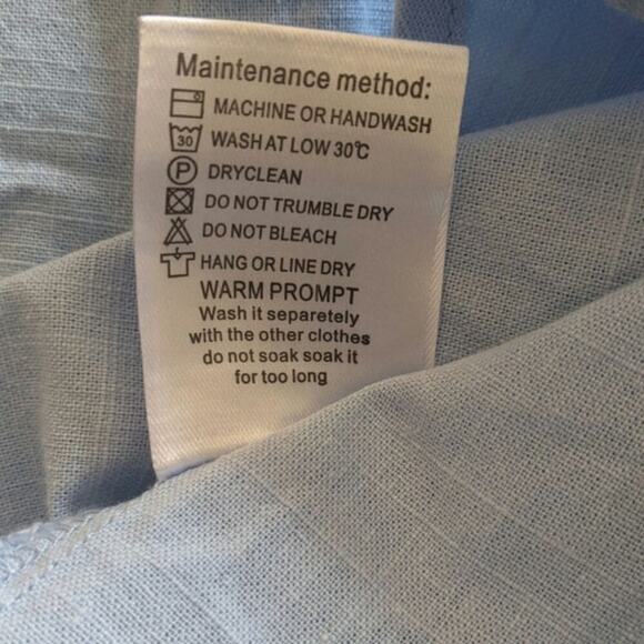 Saovere Cotton Linen Blue Button Down Shirt, Large NWT - Picture 6 of 8